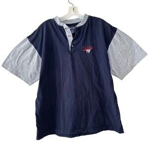 Big Dogs Mens Shirt Size Large Blue Gray Short Sleeve Henley Colorblock Outdoor